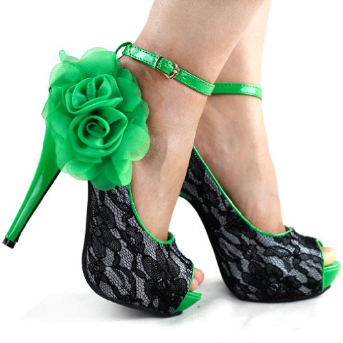 SHOW STORY Sexy Lace Peep Toe Flowers Stiletto High Heel Platform Shoes,LF304083