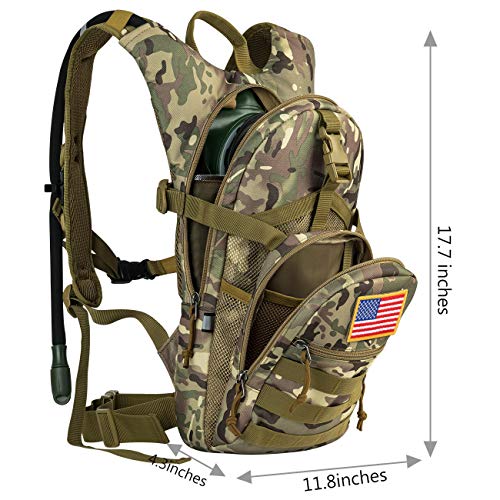 Gelindo Military Tactical Hydration Backpack with 2L Water Bladder Light Weight, MOLLE Tactical Assault Pack for Hiking Biking Running Walking Climbing Outdoor Travel(CP-Tan) - Thumbnail 3
