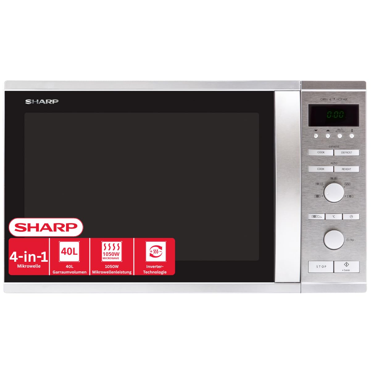 Sharp R-941STW - Microondas (37,5 cm, 39,5 cm, 27,2 cm) Acero inoxidable