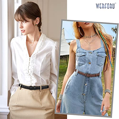 WERFORU Women Leather Belt Waist Skinny Dress Belts Solid Pin Buckle Belt for Jeans Pants4