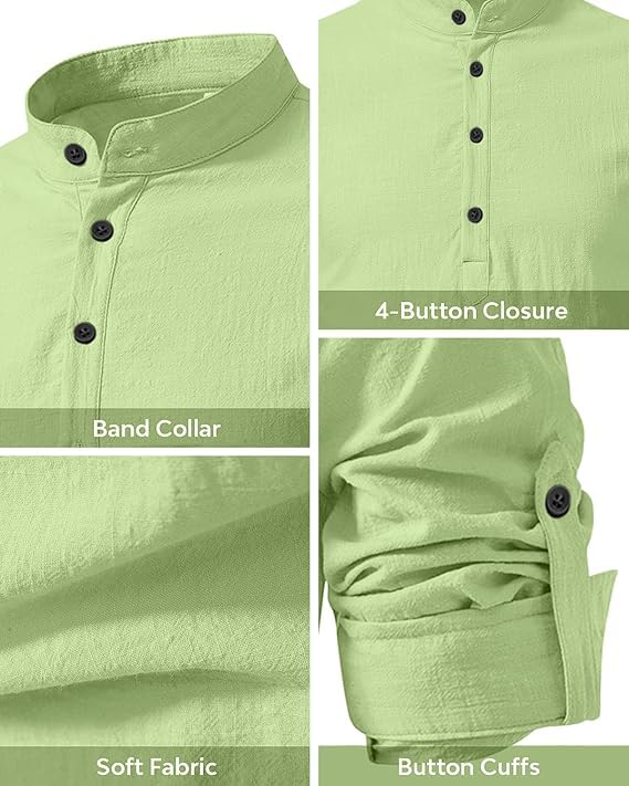 Image of Bellstone Men's Cotton Blend Solid Regular Fit Full Sleeve Short Kurta | Men's Trendy Short Kurta | Ethnic Stylish Casual Lightweight Summer Kurta for Daily and Occasion Use