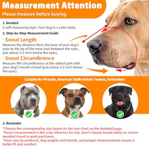 Mayerzon Pitbull Muzzle for Large Medium Sized Dogs to Prevent Biting Scavenging, Basket Muzzle for Rottweiler Staffordshire Terrier in Grooming Training, Allow to Pant Drink, Lightweight and Sturdy