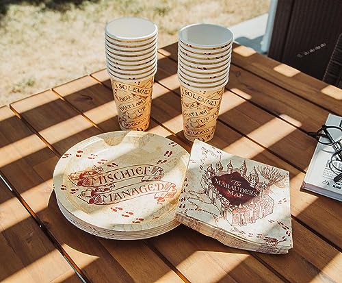 Image of Silver Buffalo Harry Potter Mischief Managed 60 Pack Partyware Disposable Paper Plates, Napkins, and Cups