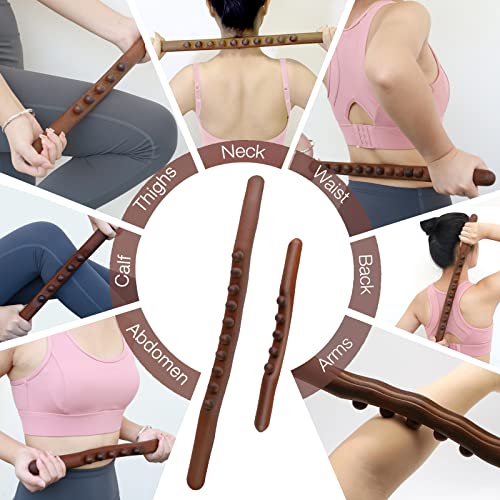 2Pc Body Gua Sha Massage Stick, Lymphatic Drainage Massager, Wood Therapy Massage Tools For Body Shaping, Fascia Back Massager For Cellulite Remover, Sore Muscles And Back Pain, Body Sculpting Tools #TOP3