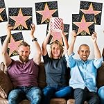 Pasimy 25 Pcs Movie Star Stickers Movie Theme Party Decorations Red Carpet Stickers Stars of Fame Decor Kit Stars Props with Black Markers for Red Carpet Party Decorations - Image 5