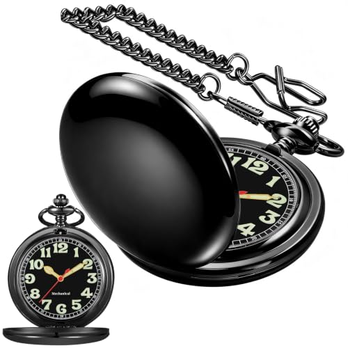 Silver Black Gold Mechanical Pocket Watch