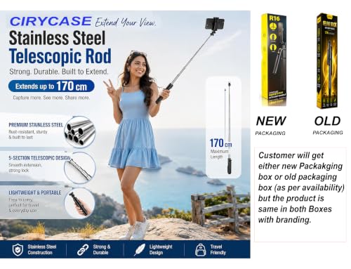 Image of CIRYCASE Phone Tripod, Flexible Tabletop & Travel Tripods with Wireless Remote, 360 Rotating Portable (Selfie Handle Grip)