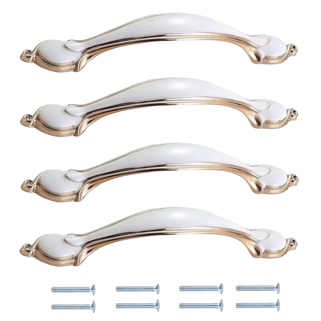 NLQCSXWEP Zinc Alloy Cabinet Bow Handle, Zinc Alloy Aluminum Cabinet Handles 4-Pack Multicolor(725-96mm White Aluminum Alloy)