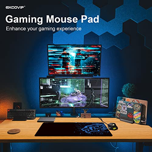 Excovip Blue Leopard Large Gaming Mouse Pad Space Wide Full Desk 700Mm Design Black Red Long Big For Glorious Keyboard Computer Black Cool Funny 3D Company The Office Lap Thin Pc Magic Desktop 3522 #TOP1