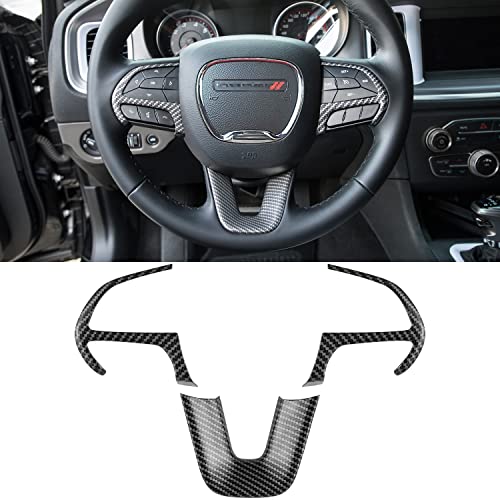 Steering Wheel Cover Trim Interior Accessories Decoration Kit for 2015-2024 Dodge Challenger...
