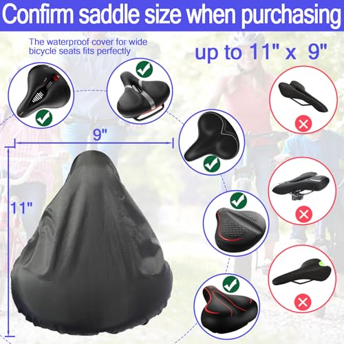 Image of Waterproof Bicycle Seat Covers Dustproof Rainproof UV-Resistant and Windproof Easy to Install and Clean Reusable Suitable for Men's and Women's City Bike and Wide Seats(2pcs Black)