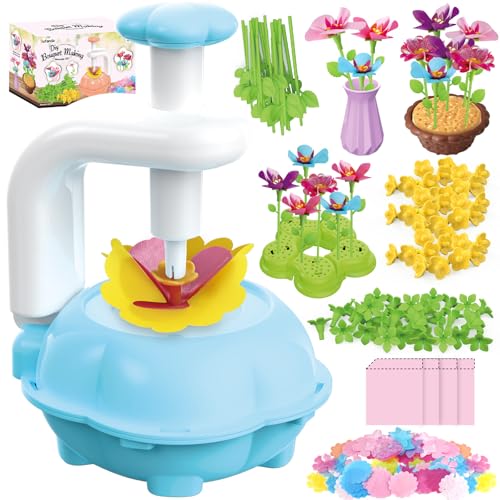 Kufanda Stoff Blumensträuße Spielzeug, Blumensträuße Basteln Set für Kinder, DIY Bastelsets für Kinder bauen Sie Ihre Blumenstrauß, für Ideales Basteln ab 3 4 5 6 7 8 9 Jahren Geschenk (Blau)