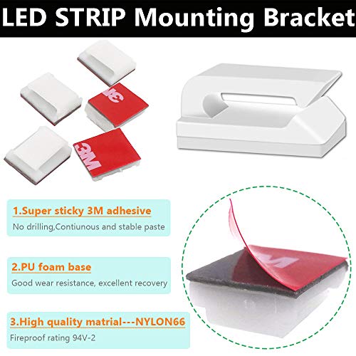 Image of 100Pack Mounting Fixing Clips with Screw, and 50Pack Self-Adhesive LED Strip Brackets Holder for 10mm Width LED Strip Light
