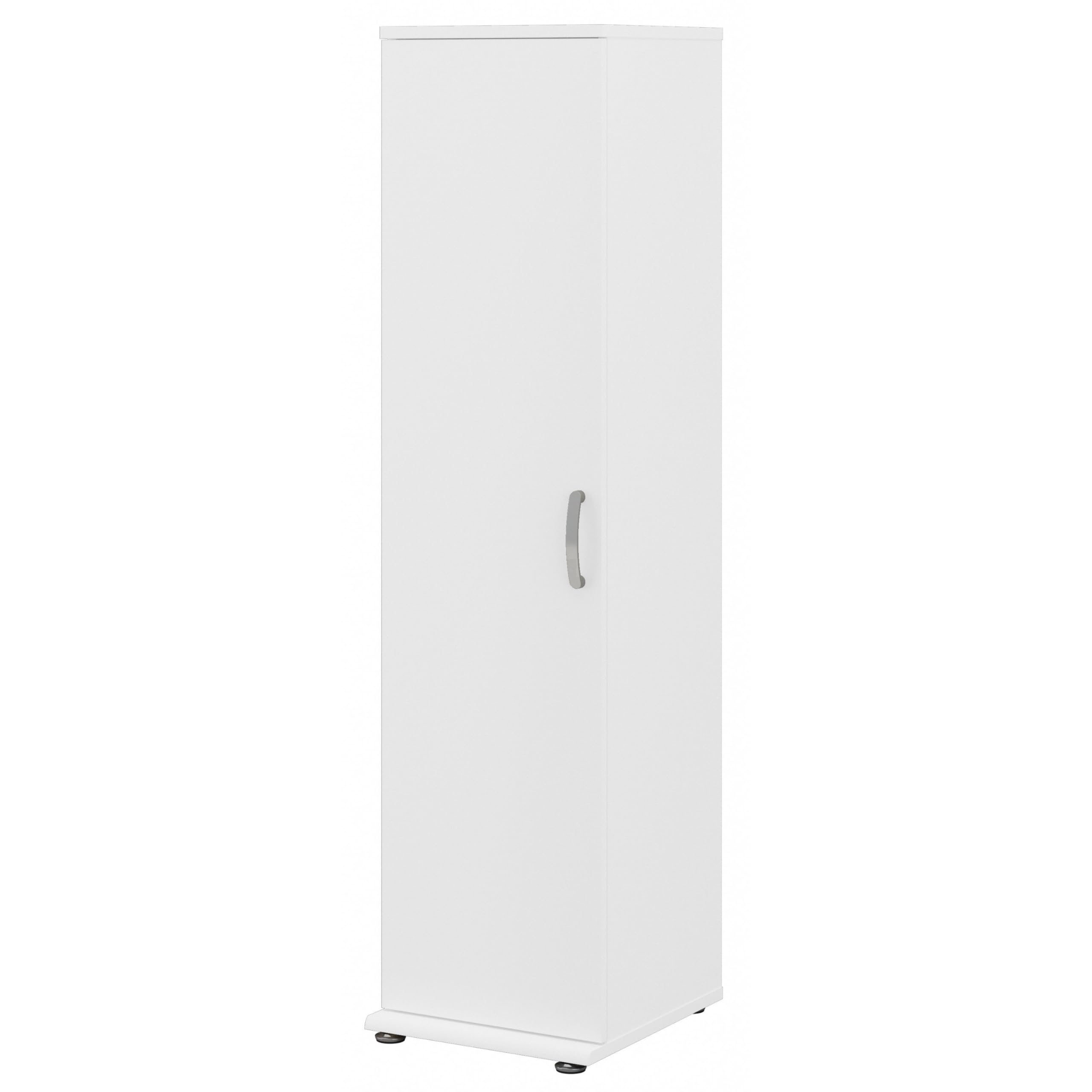 Bush Business Furniture Universal Tall Narrow Storage Cabinet with Door and Shelves in White