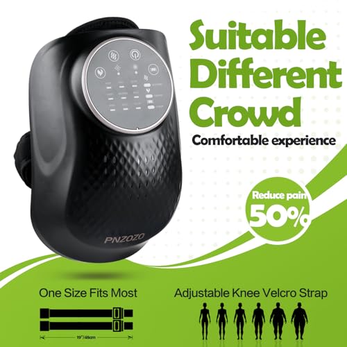 Image of Knee Massager with Heat, 3D Airbag Compression, 3 Heating Levels, 3 Vibration Modes, Adjustable Straps, Memory Function, Cordless Knee Brace Massager for Home Use, Gift for Men and Women