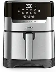 Fritadeira sem Óleo e Grill Arno Airfryer & Grill Expert Digital 4,2L UFE2, 1420W, Inox e Preta, 8 Programas, 2 em 1 para Fritar e Grelhar, 220V
