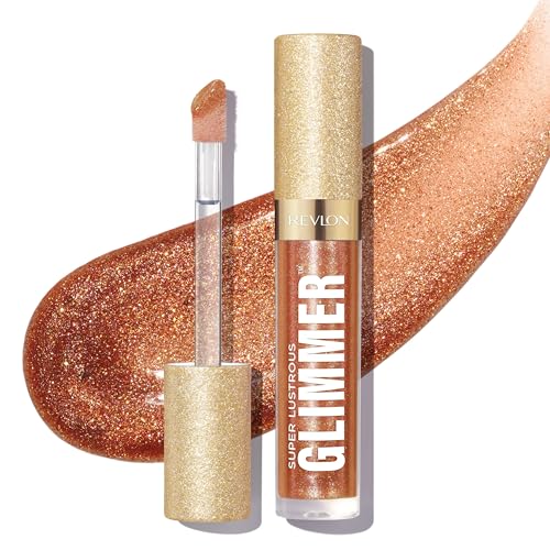Revlon Super Lustrous Glimmer Gloss, Glitterato Idratante e Rimpolpante, Finish Ultra Lucido e Brillante, Formula a Base di Piante, 006 Bronze Spark, 3.8ml