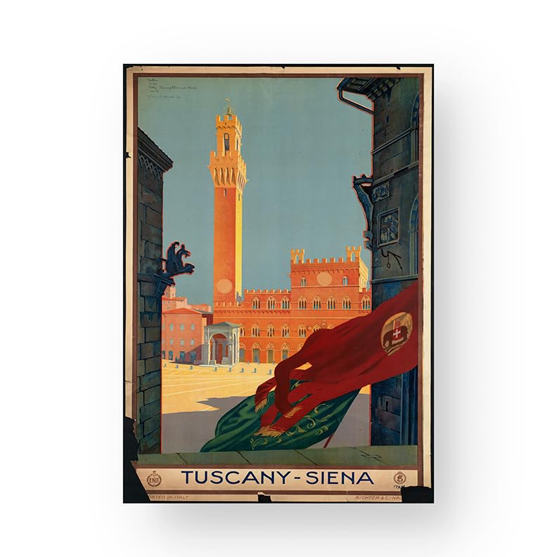 EzPosterPrints - Vintage Style Travel Poster Series- Poster Printing - Wall Art Print For Home Office Decor - Tuscany-Siena - 32X48 Inches