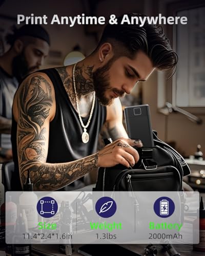 Image of M8 Wireless Tattoo Stencil Printer, Portable Bluetooth Thermal Tattoo Printer with App A4, Print Realistic Portraits, 10 Transfer Papers Included, Works for Phone /Tablet /PC