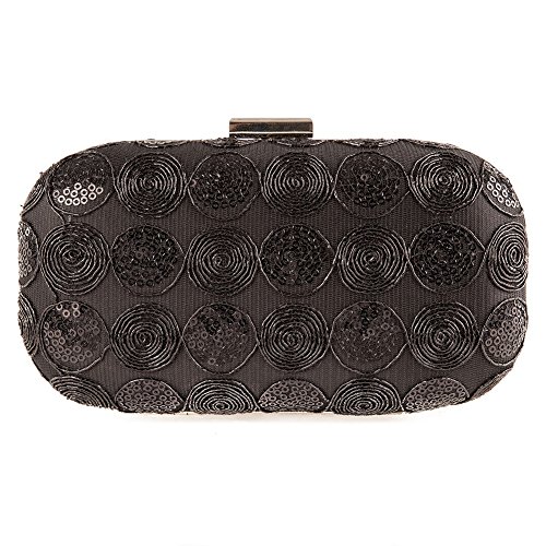 Sac d'embrayage Morgana noir en tissu brodé, l'excellence du modèle ACACX541NERO