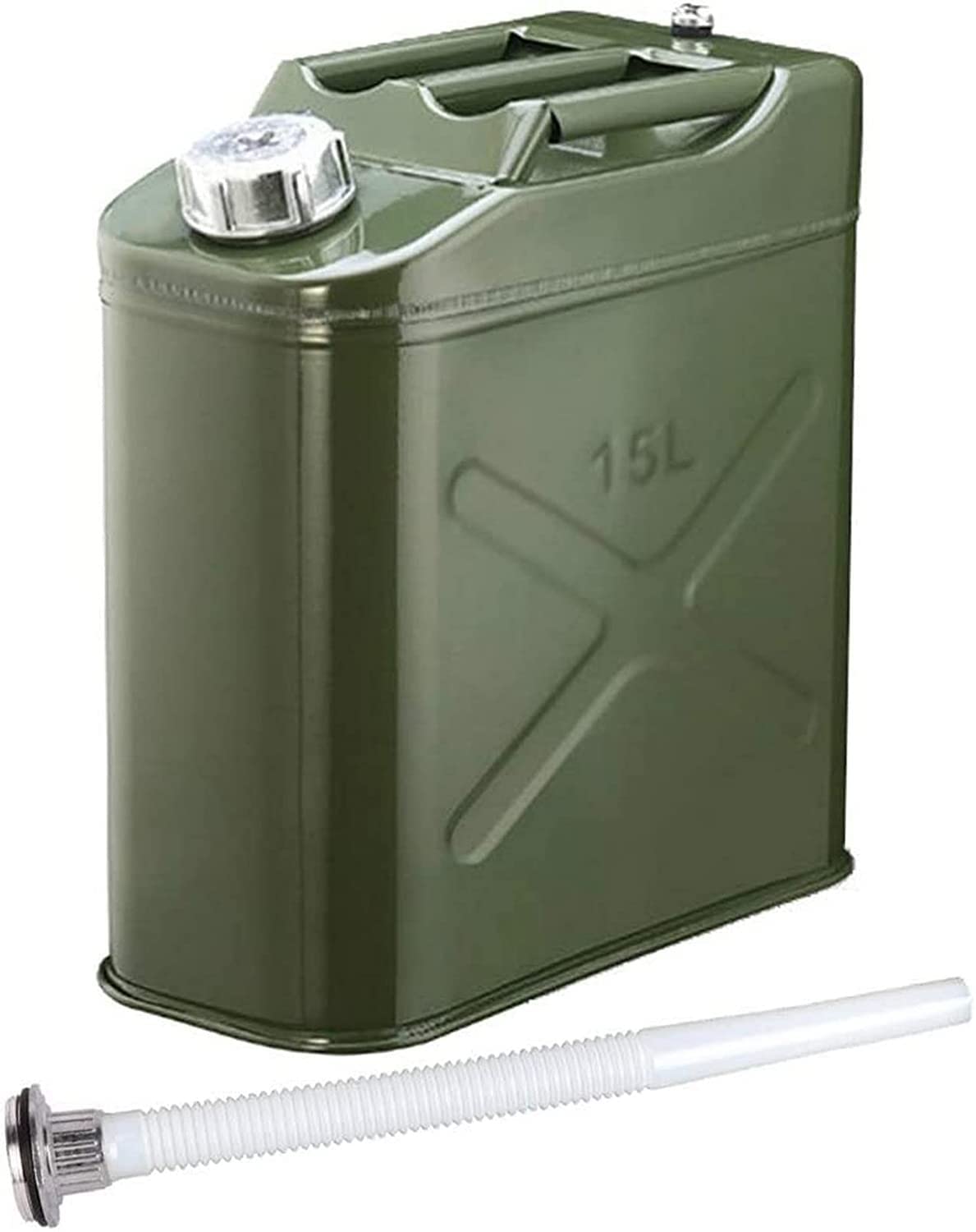 jerry can， 10L/15L/20L Green Fuel Tank, Portable Petrol Container With Oil Guide Tube, Backup Gasoline For Home Travel Transport(15L)