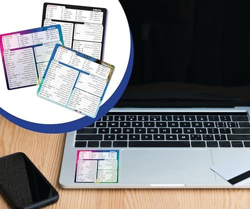 A Pack of 3 Designs for PC Word & Excel Keyboard Shortcut Stickers | No Residue | PC Reference Guide & Cheat Sheets | Includes 3 Unique Designs