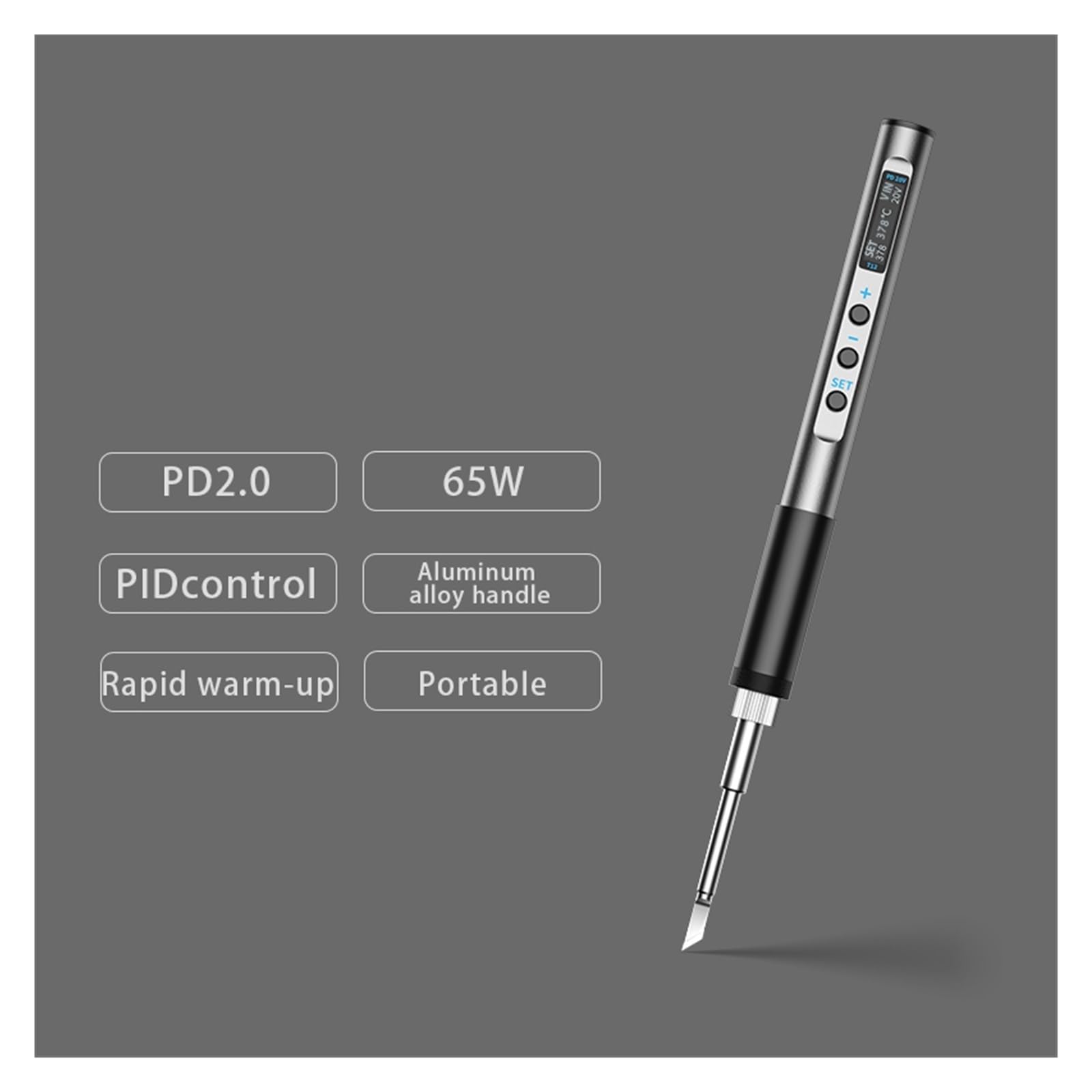 Przenośna lutownica elektryczna, metalowy korpus 65W DC 72W, stacja lutownicza z regulacją temperatury szybkie nagrzewanie Spawalniczy(With T12-K tip)
