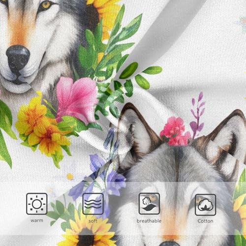 Joisal Cotton Girls Underwear Toddlers Watercolor Wolf Flowers White Girl Panties Cute Cartoon Undies Kids Briefs 2t3