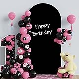 Picture of Fomcet 6.6FT Wedding Arch Cover Black Spandex Fitted Fabric Arch Backdrop Cover Round Top Chiara Backdrop Covers for Birthday Party Baby Shower Wedding Ceremony Decoration