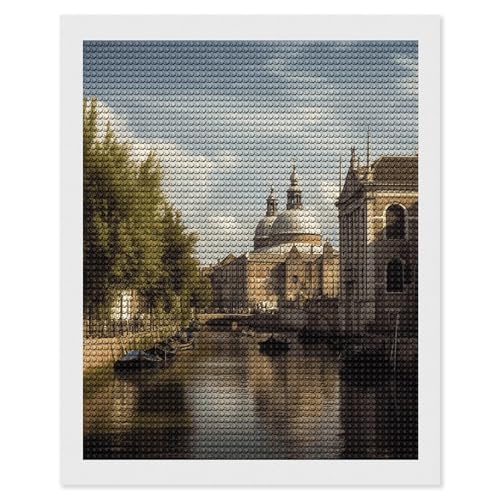 Peinture diamant église et canal HEBVNJF avec strass ronds complets pour adulte