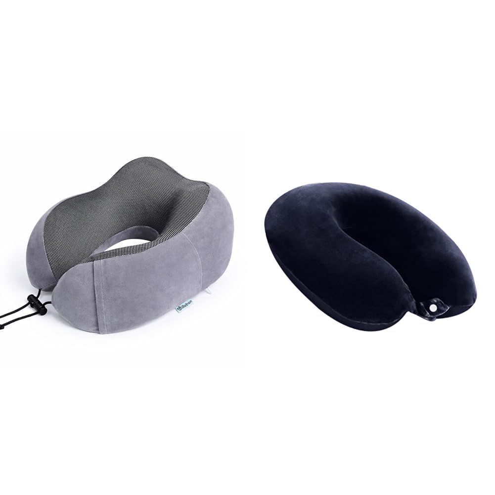Neck Pillow for Travel – Comfortable Memory Foam Support, U-Shape Ergonomic Design, + Cool Gel Infused Memory Foam Travel Neck Pillow with Magnetic Fabric Luxury Neck Support Pillow-image-49