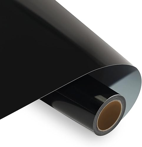 HTVRONT Vinilo permanente negro, vinilo negro para Cricut, rollo de vinilo adhesivo negro de 12 pulgadas x 5 pies para Cricut, Silhouette - Fácil de