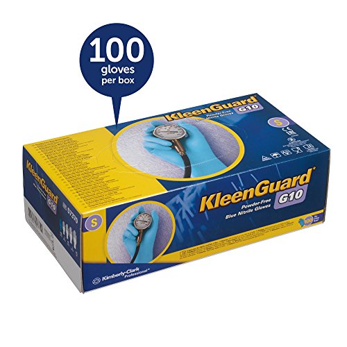 Image of Kleenguard G10 Blue Nitrile Gloves (57371), Small (Sml.), Powder-Free, 6 Mil, Ambidextrous, Thin Mil, 100 Gloves / Box, 10 Boxes / Case