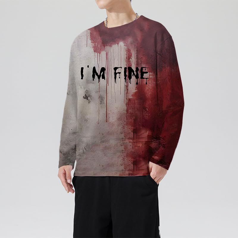 Problem Solved Bloody Long Sleeve Shirt I'm Fine Tshirt Halloween T-Shirt for Adult Men Women3