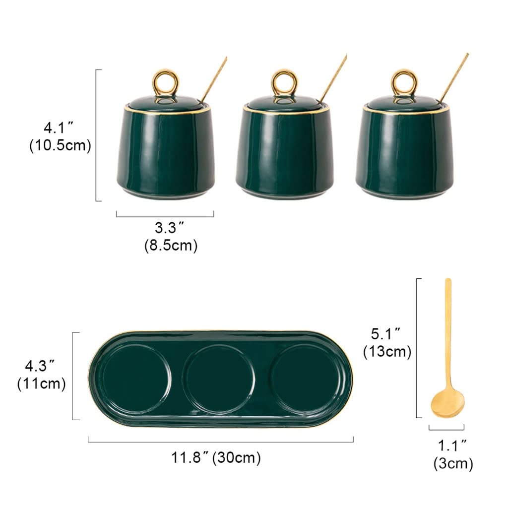 Sucrier en céramique avec Couvercle et cuillère pour la Maison et la Cuisine (Couleur:A,Taille (A comme Le Montre l'image)