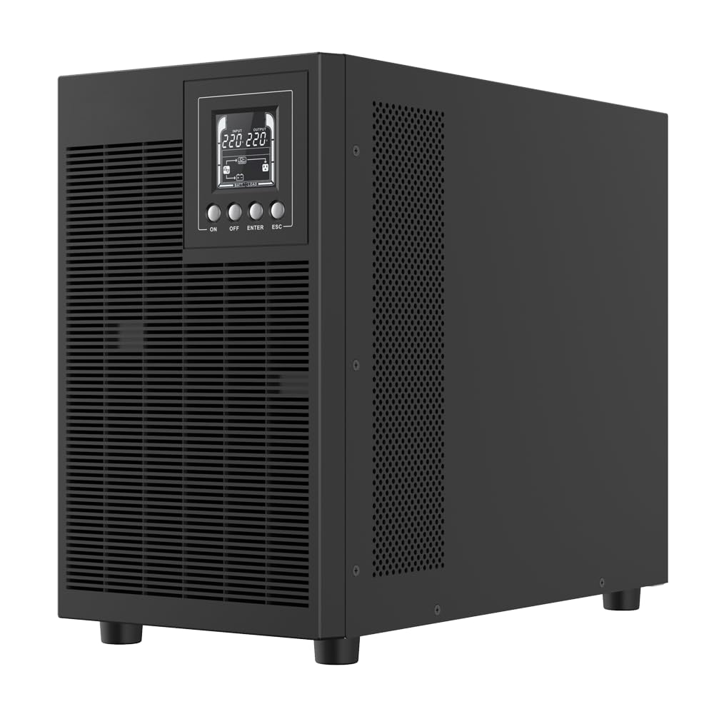 RVT SECURITY ups 3000 VA Onda SINUSOIDALE Pura con display LCD 2400 watt Doppia Conversione 4 Uscite Schuko, USB, RS232, EPO, Slot SNMP, 6 Batterie 12V-7Ah