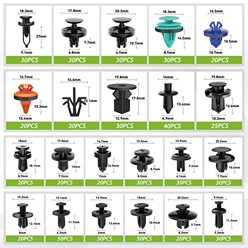 Image of Frokom 22 Most Popular Sizes Auto Push Pin,Car Retainer Clips Fasteners Cars Body Kits-680pcs,Fasteners Remover for Toyota GM Ford Honda Chevy