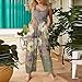 Jumpsuits for Women Vintage Plus Size Outfits Wide Leg Boho Floral Overalls with Pockets Casual Palazzo Rompers（3-Gray,Small）