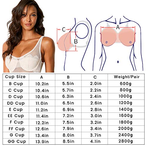 Vollence GG Cup false boobs Silicone Breast Forms with Shoulder Strap for Prosthesis Mastectomy