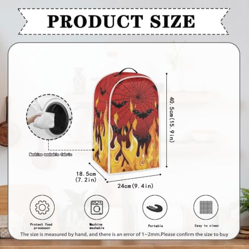 Image of Fire Web Bat Blender Dust Cover Anti Fingerprint Polyester Stand Mixer or Coffee Maker Appliance Cover Stain Resistant Halloween Decor Blender Storage Bag for Kitchen Appliance