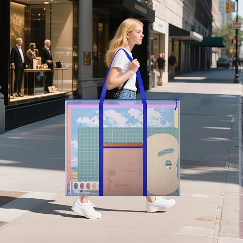 Image of ZKOO Bulletin Board Poster Storage, Extra-Large Storage Chart Art Portfolio Bag 30 x 25 Inchs, Bulletin Board Sheet Organization for Bulletin Boards, Scrapbooks, Keepsake and Poster (30 inch X 25 inch, Blue)