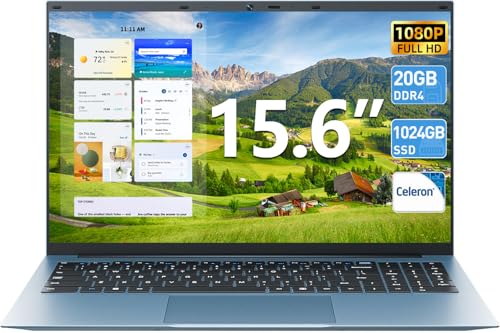SGIN 15.6 Inch Laptop Computer, Windows 11 Laptop, Celeron N5095A Processor, 20GB RAM 128GB...