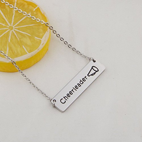 Cheerleader Megaphone Bar Necklace Team Gift (Silver) - Thumbnail 2