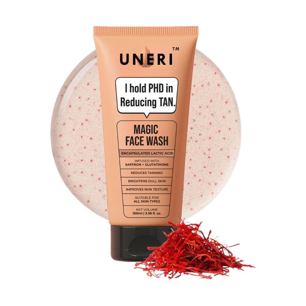 UNERI De-Tan Face Wash | For Tan Reducing, Brightening & Glowing Skin | With Sandalwood, Saffron, Coconut Oil & Goat milk | For All Skin Types | Ghar Face Wash 100ml (Pack of 1)-picture-59