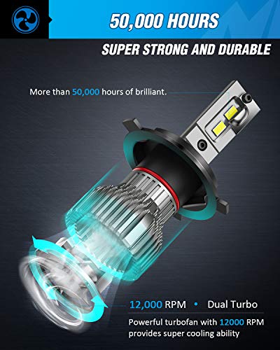 Nilight H4 Led Headlight Bulbs, 14000Lm H4/Hb2/9003 Hi/Lo Beam Led Headlight Bulb 6500K H4 Led Bulb Cool White Ip67 #TOP5