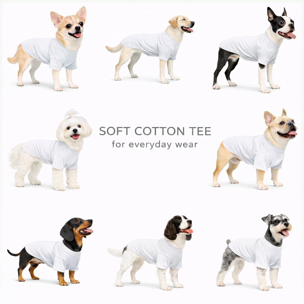 Lovelonglong Pet Clothing Dog Costumes Basic Blank T-Shirt Tee Shirts for Small Dogs White S - 5