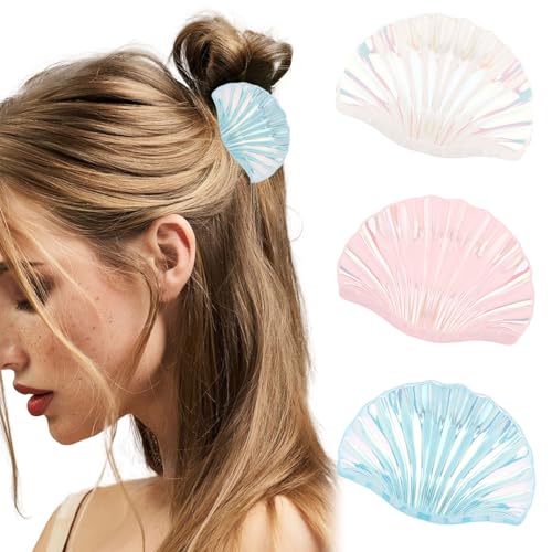 Tihebax 3Pcs Seashell Hair Clips for Women - Mermaid Hair Accessories Beach Shell Hair Clips for Women Girls Summer, Weddings Headwear