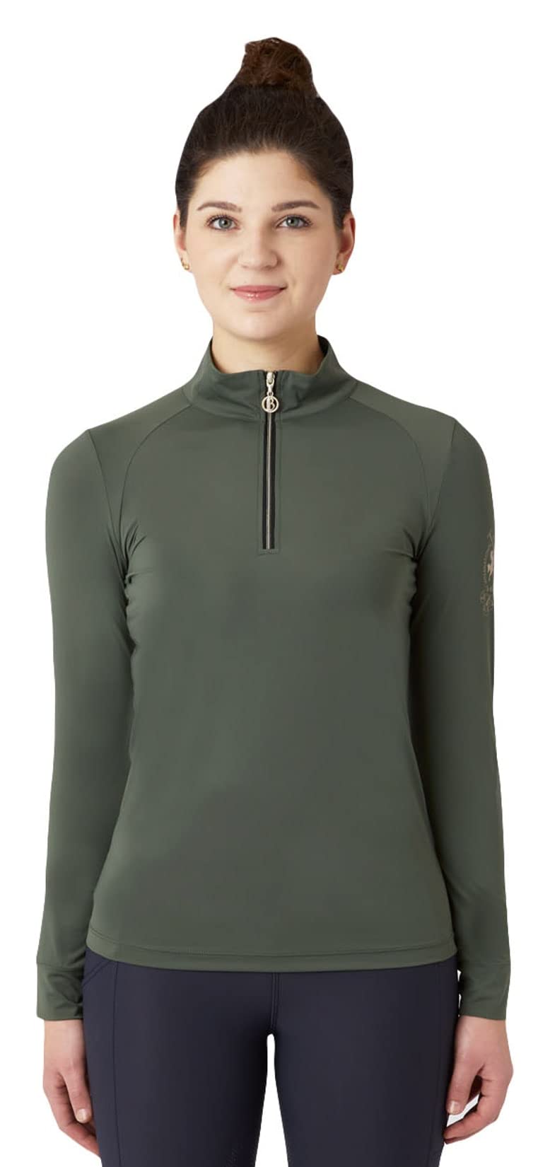 HORZE B Vertigo Sidney Damen-Shirt, langärmelig, belüftet, halber Reißverschluss