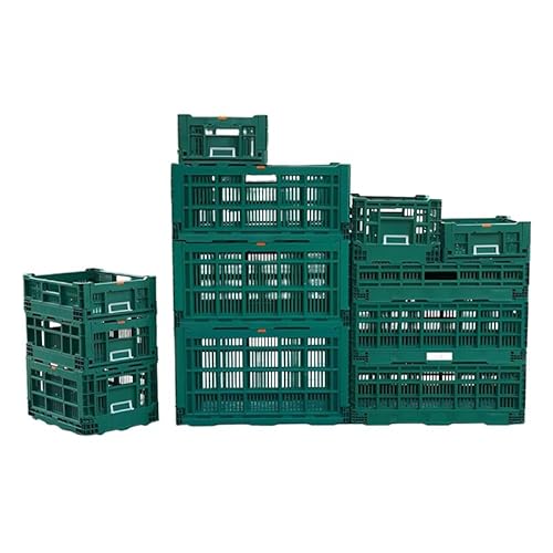 折り畳み収穫コンテナ 大型 メッシュ底 野菜コンテナ 積み重ね可能 軽量プラスチック 農業から店舗ディスプレイまで 収納/運搬/車載に便利 各種サイズ(5個,60x40x14CM)