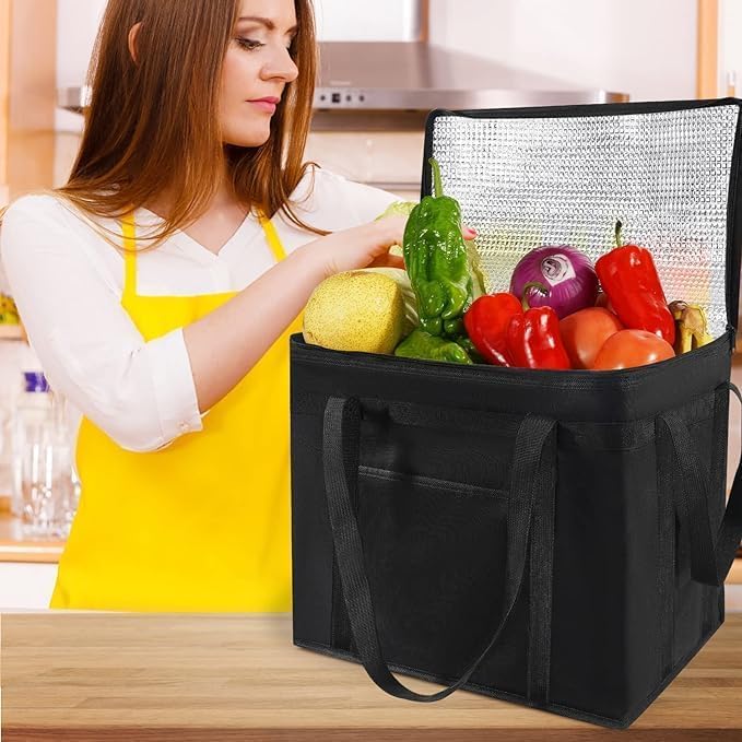 Image of Shopping Bags, Reusable Foldable Cool Bag, Shopping Basket, Large Picnic Basket, Robust Insulated Bag, Lunch, Upright Standing Thermal